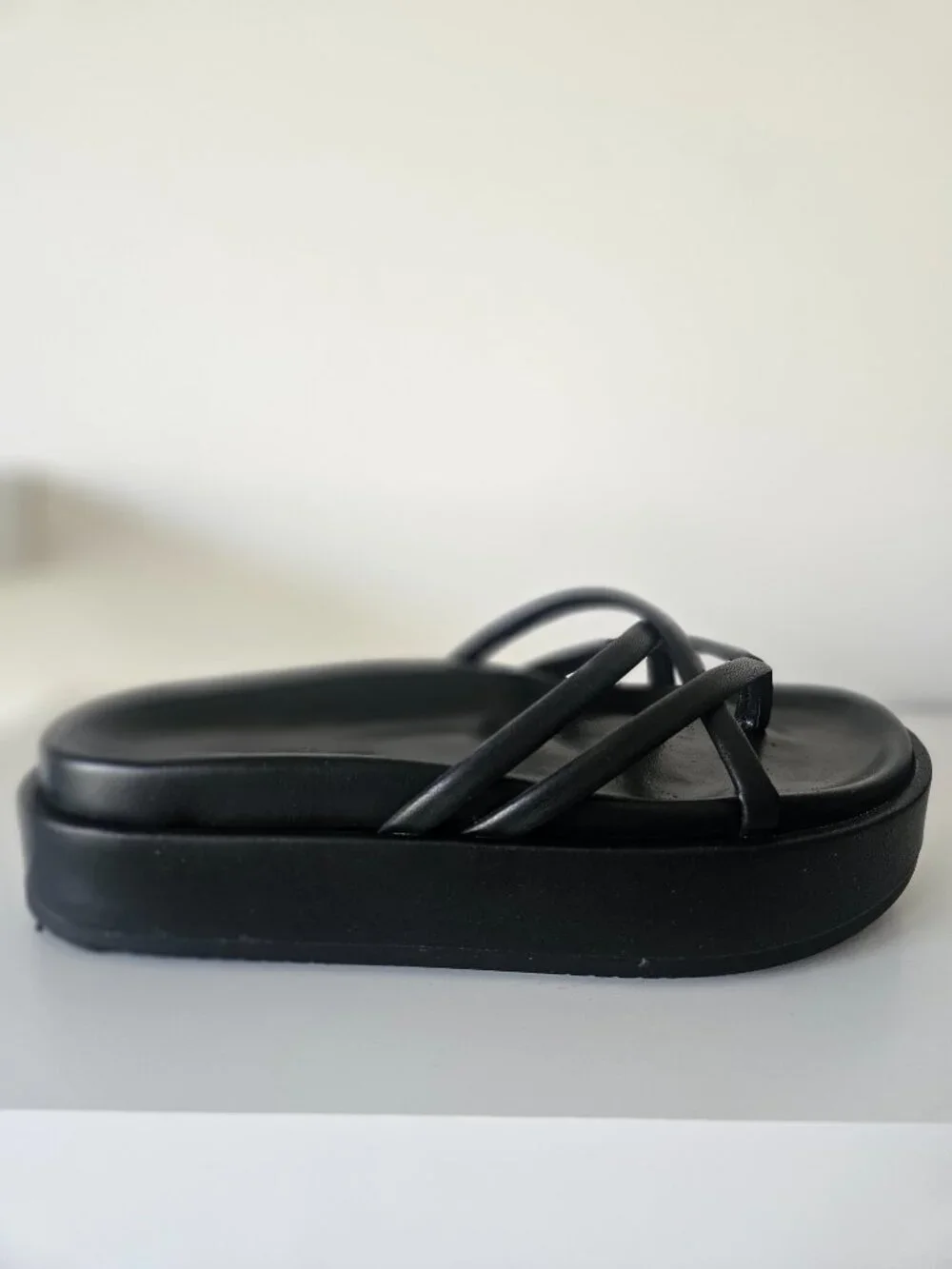 Madden Girl Fowler Black Platform Slide Sandals, Size 8